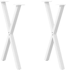 vidaXL Pés para mesa de jantar em formato de X, 2 peças, branco, 57x(72-73) cm, aço