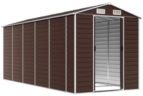 Abrigo de jardim 191x470x198 cm aço galvanizado castanho