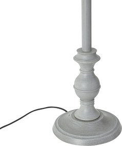 Candeeiro de pé preto com abajur floral e interior branco 45cm - Classico