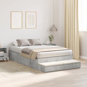 Cama de Armazenamento Cinza Concreto 120x190 cm