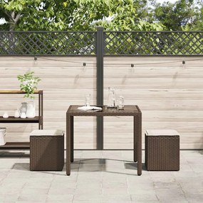 Bancos jardim com almofadas 2 unid 40x40x43 cm vime PE castanho
