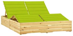 vidaXL Espreguiçadeira dupla c/ almofadões verde brilh. pinho impreg.