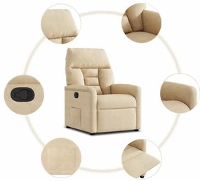 Poltrona reclinável tecido de microfibra cor creme