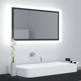804926 vidaXL Espelho de casa de banho c/ LED 80x8,5x37 cm acrílico cinzento