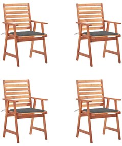 Cadeiras de jantar p/ jardim 4 pcs c/ almofadões acácia maciça