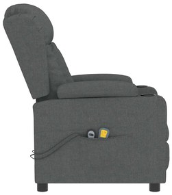 Poltrona de massagens elétrica tecido cinza-escuro