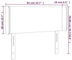 Cabeceira de cama c/ abas tecido 83x16x78/88 cm cinzento-escuro