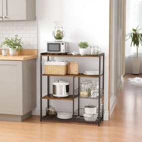Estante de cozinha de 35 x 80 x 93,5 cm preta