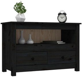 Móvel de TV 79x35x52 cm madeira de pinho maciça preto
