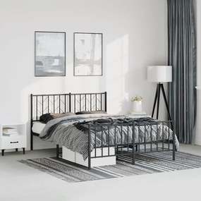 Estrutura de cama com cabeceira e pés 193x203 cm metal preto