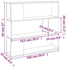 Estante/divisória 100x24x94 cm cinzento sonoma
