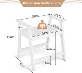 Banco de banho com braços, banco impermeável para casa de banho, 58 x 52 x 61,5 cm, branco