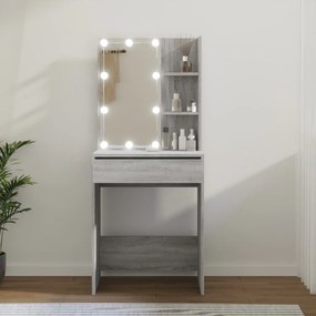 vidaXL Toucador com LEDs 60x40x140 cm sonoma cinza