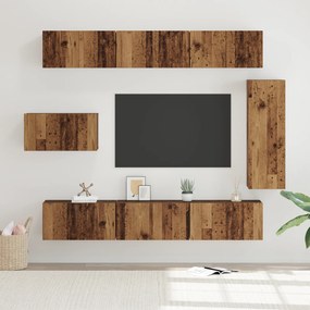 vidaXL Conjunto de Estante para TV com prateleira Outros 8 pcs Madeira Antiga