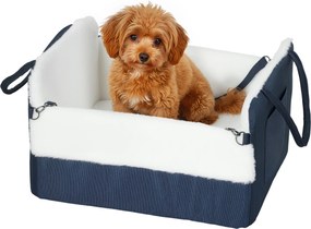 Cadeira auto para cães com cinto de segurança e sistema de fixação, cadeira auto para cães 55 x 46 x 32 cm azul-marinho