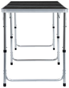 Mesa de campismo dobrável 180x60 cm alumínio cinzento