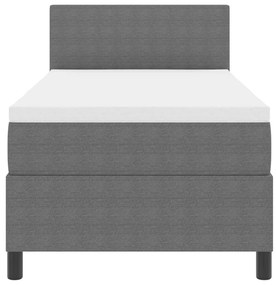 Cama Box Spring com Colchão &amp; Luz LED Cinzento Cama de Solteiro em Tec