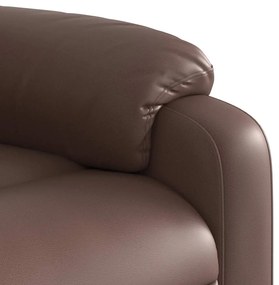 Poltrona massagens reclinável elétrica couro artif. castanho