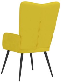 Cadeira de descanso veludo amarelo mostarda