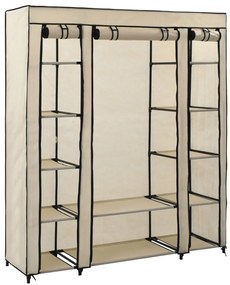 Roupeiro c/ compartimentos e varões 150x45x176 cm tecido creme