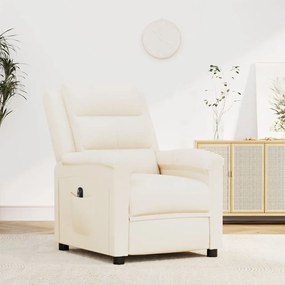 vidaXL Poltrona reclinável elétrica couro artificial cor creme