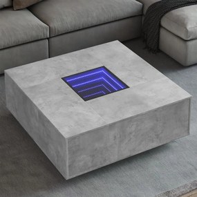 vidaXL Mesa de centro luzes LED Infinity 100x100x40cm cinzento cimento