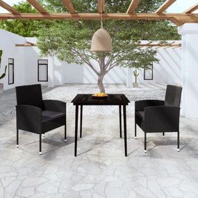 vidaXL 3 pcs conjunto de jantar para jardim preto