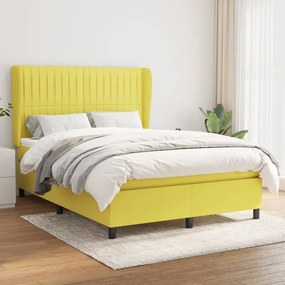 vidaXL Cama com molas/colchão 140x190 cm tecido verde