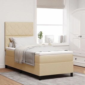 Cama Box Spring com Colchão Bege Tecido Solteiro
