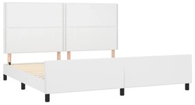 Estrutura cama c/ cabeceira couro artificial 200x200 cm branco