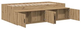 Estrutura de Cama de Armazenamento Carvalho Artesanal 90x190 cm