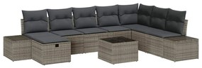Conjunto de Sofá de Jardim de 9 Peças com Almofadas Cinza Rattan Sinté