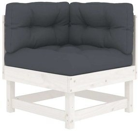 5pcs conjunto lounge jardim c/ almofadões madeira maciça branco