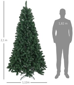 Árvore de Natal Artificial 210 cm com 1064 Ramos de Arame de Memória e Base Recolhível Árvore de Natal Verde