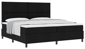 Cama Box Spring com Colchão Preto 200x200 cm Tecido