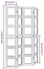 Biombo com 4 painéis madeira de paulownia maciça branco