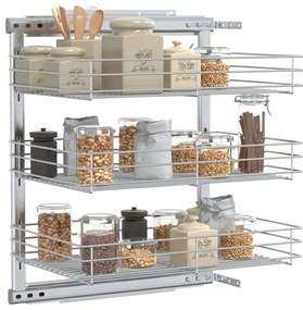 Unidade cestos arame para cozinha 3 pcs 47x35x56 cm prateado