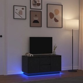 Móvel de TV com luzes LED 100x41x50 cm carvalho preto