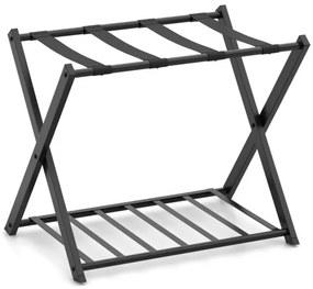 2 x Suporte para mala dobrável Suporte para bagagem Suporte de metal para quarto Preto