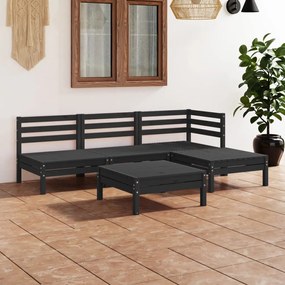 vidaXL 5 pcs conjunto lounge de jardim pinho maciço preto
