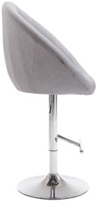 Banco de bar London em tecido e com estrutura cromada 65 x 107-128 x 57 cm Cinzento