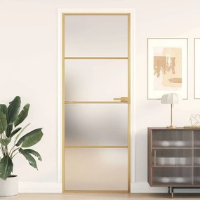 vidaXL Porta interior 76x201,5 cm vidro temperado e alumínio dourado