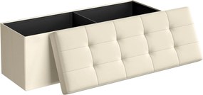 Banco de armazenamento dobrável com assento para casa | SONGMICS | 110 x 38 x 38 cm | creme branco | LSF77BEV2.