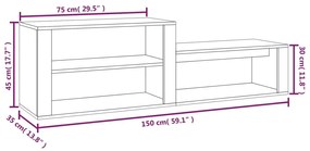 Sapateira Isabel - Com 3 Compartimentos - Cor Castanho - 150x35x45 cm