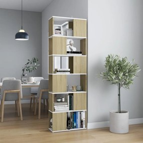 vidaXL Estante/divisória 60x24x186 cm cor branco/carvalho sonoma