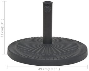 Base para guarda-sol em resina redondo preto 14 kg