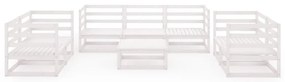 8 pcs conjunto lounge de jardim pinho maciço branco