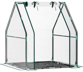 Outsunny Estufa Pequena Porta com Fecho de Correr Base de Tecido PE Impermeável e Estrutura de Aço Estufa 90x90x105 cm Transparente | Aosom Portugal