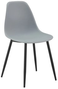 Conjunto 4 Cadeiras CLUNY, metal cor preto, polipropileno cinza