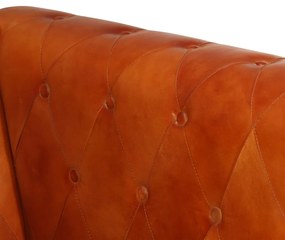 Sofá chesterfield de 2 lugares em couro genuíno bronze